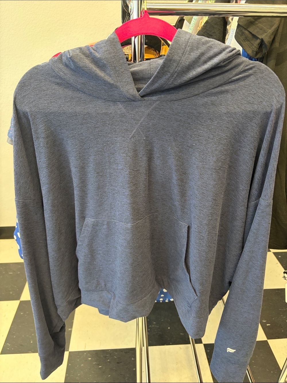 Fabletics women’s  Heather Navy Lightweight Hooded Pullover